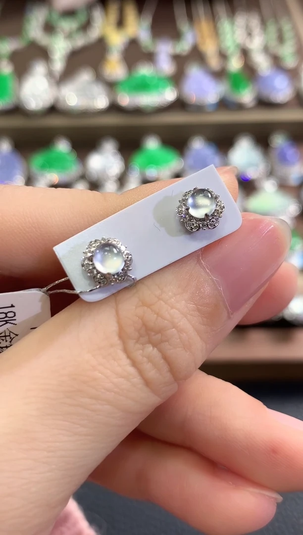 18K金镶嵌翡翠耳饰b30多样性一件发货