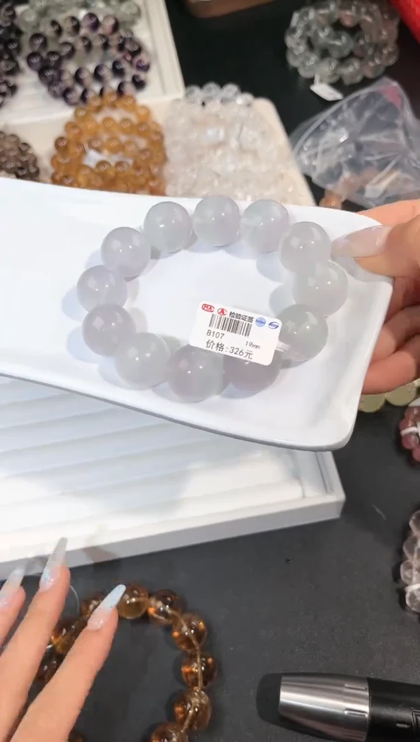 手链未镶嵌萤石多样性发一Q99奶紫19mm