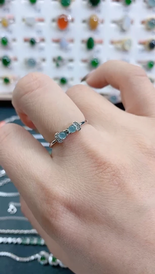 银S925镶嵌戒指翡翠天然翡翠