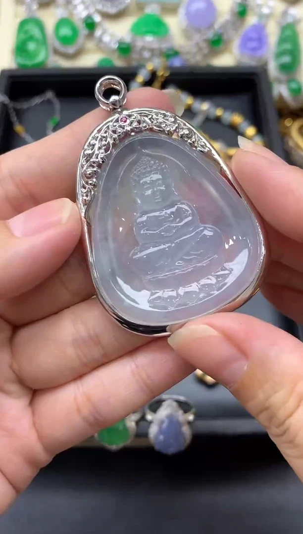 颈饰18K金镶嵌翡翠624-中国好珍宝