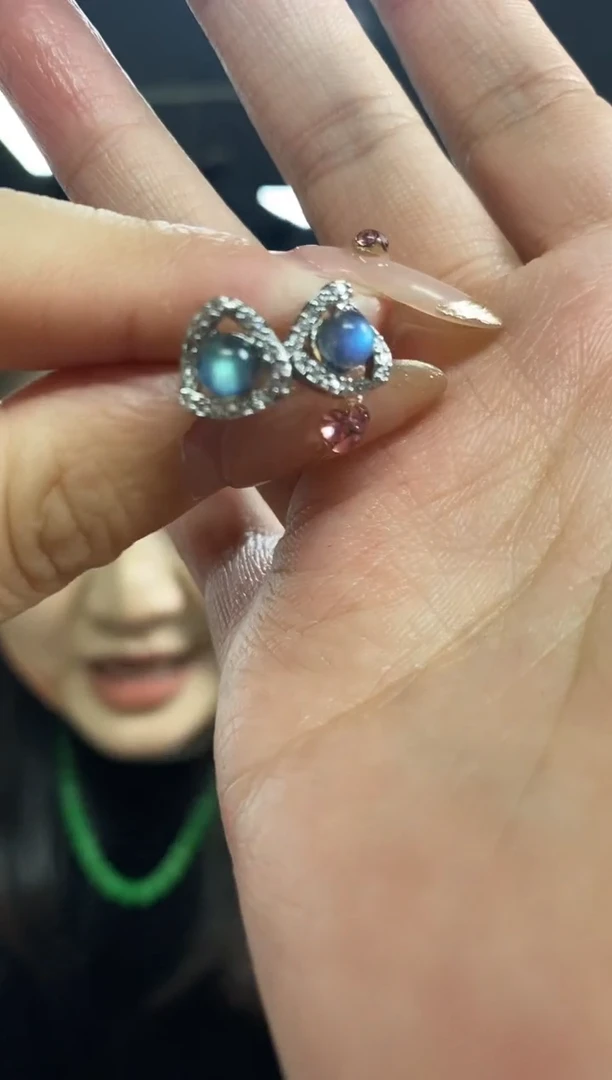 【闪购商品】拉长石耳饰未镶嵌多样性发其一颜色微差