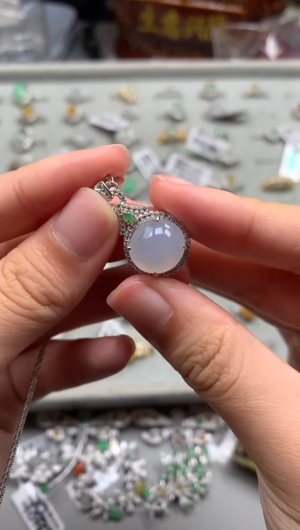 银S925镶嵌戒指翡翠吊坠6