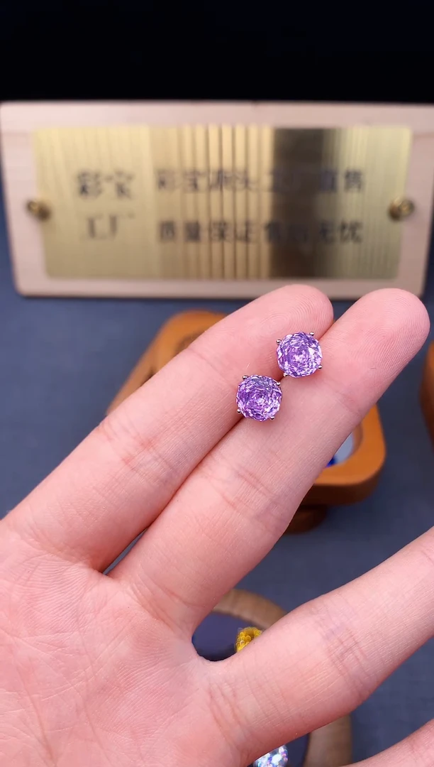 耳钉锂辉石银S925镶嵌5636