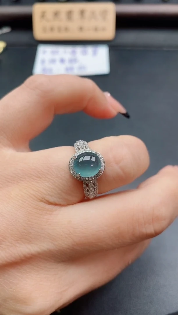 银S925镶嵌戒指翡翠1