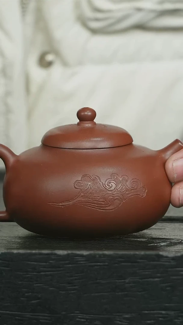 【闪购商品】紫砂茶壶红皮龙刻绘宝儿djj