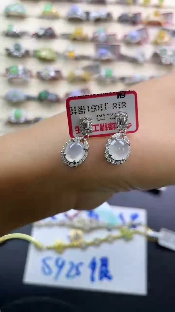 银S925镶嵌戒指翡翠翡翠 蛋面 银S925镶嵌