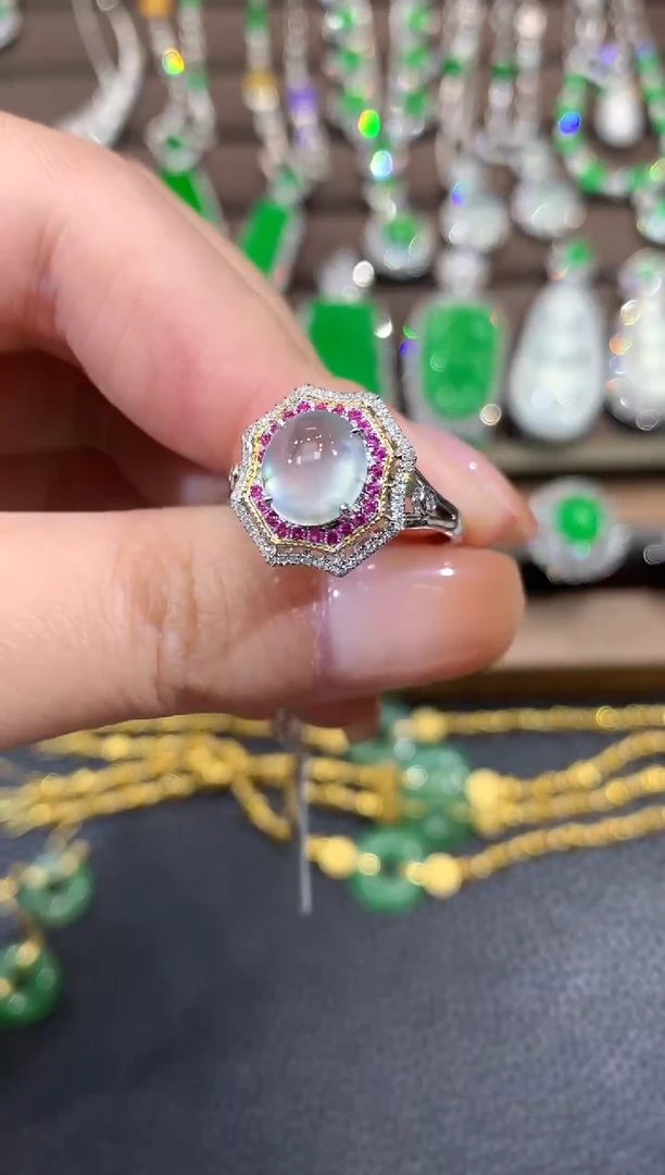 18K金镶嵌戒指翡翠A31