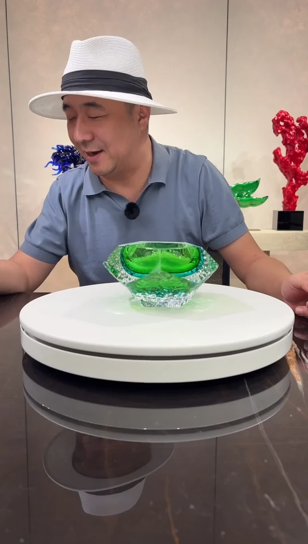 摆件蓝绿色冰川幻境五角小坚果碗