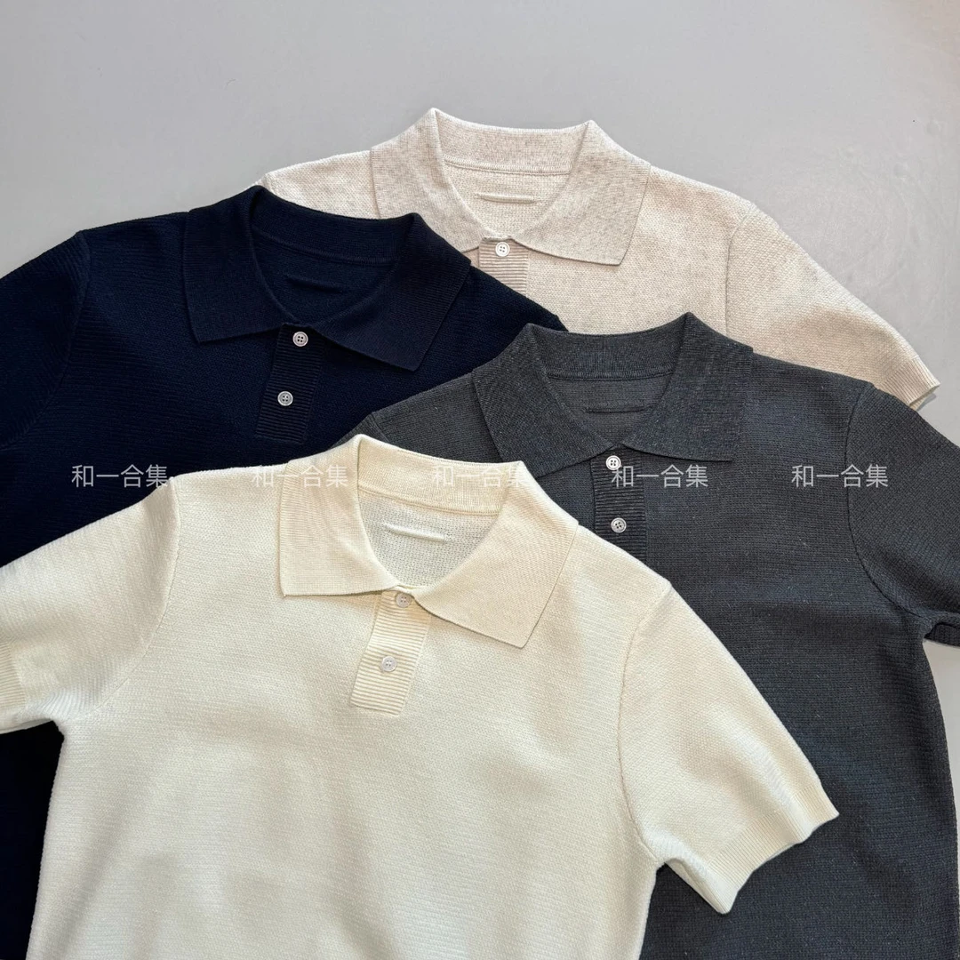 和一合集 夏季老钱风天丝亚麻翻领针织POLO休闲百搭透气短袖T恤