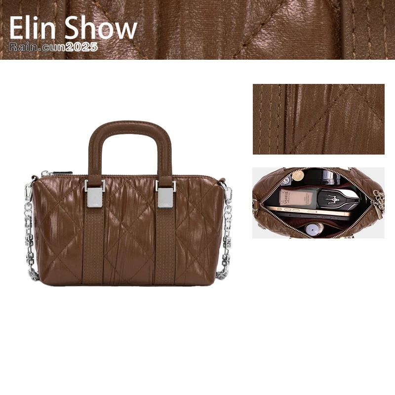 【Elin定制】2025年秋冬新款女包时尚设计单肩包ZT-D8036-泡芙棕
