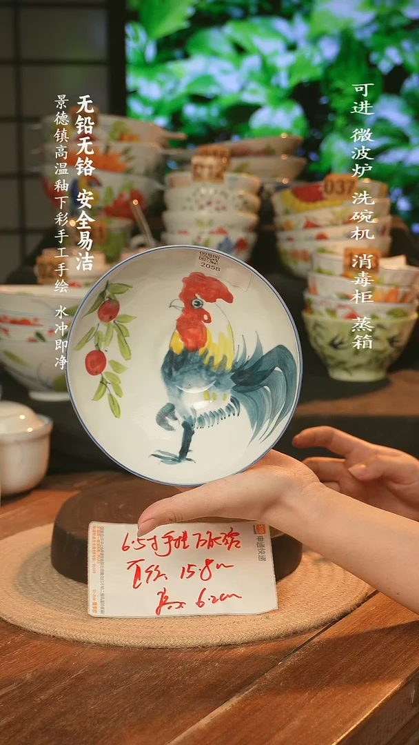 瓷景德镇高温瓷釉下彩手绘陶瓷万能
