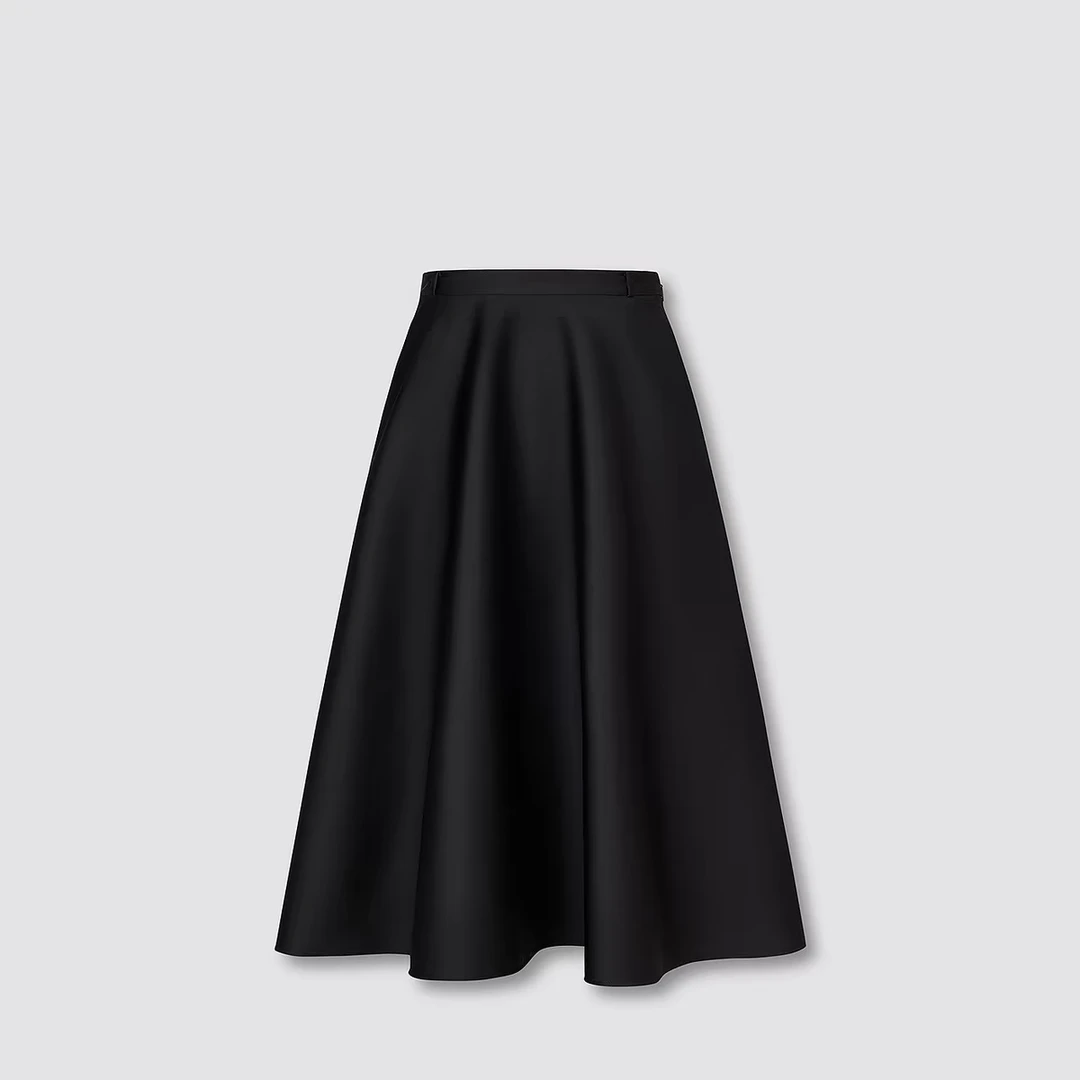 孤品特价 春秋款法式赫本风黑色半身裙高腰垂感伞裙