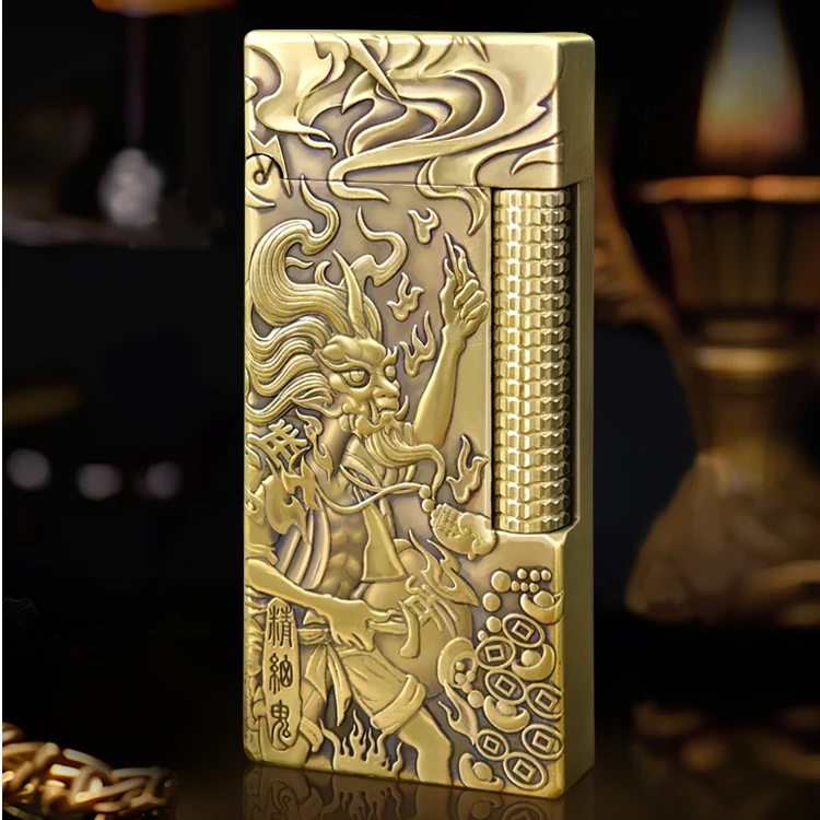 MYON欧洲勉牌M3待机王小鬼送财原铜浮雕点漆工艺煤油打火机