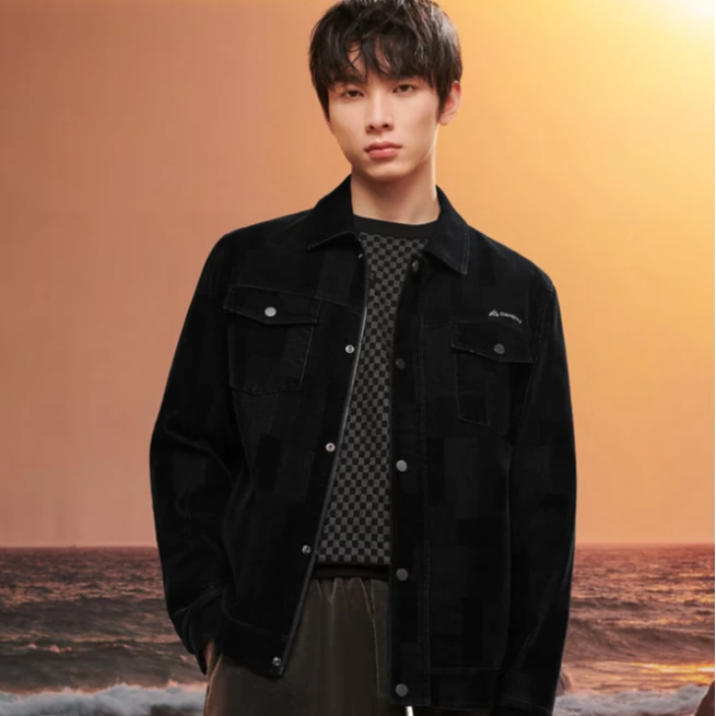 男士黑色夹克秋季外套大牌剪标爆款外套秋季上衣翻领夹克休闲舒适