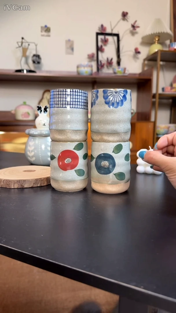陶瓷手柄款日式小茶杯4个装微瑕