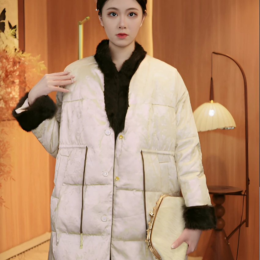 【白月光】新中式国风提花冬季新款宽松厚外套2024D0741小妤张开心