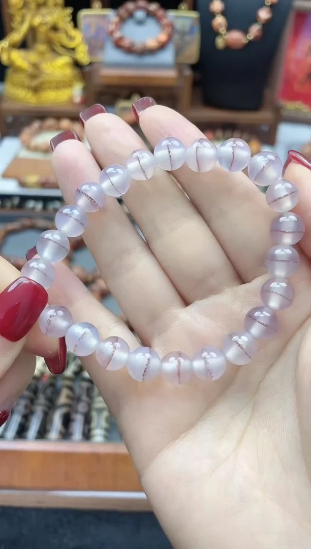 玛瑙/玉髓散珠冰透一线手串默认22个珠子