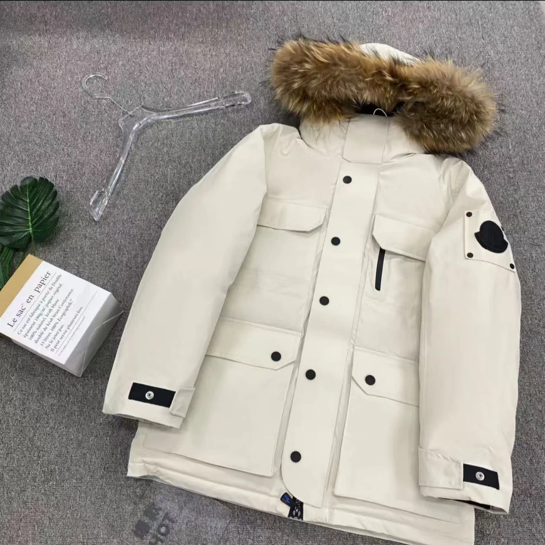 新款户外情侣加厚中长款时尚休闲貉子毛领鸭绒服QQQ