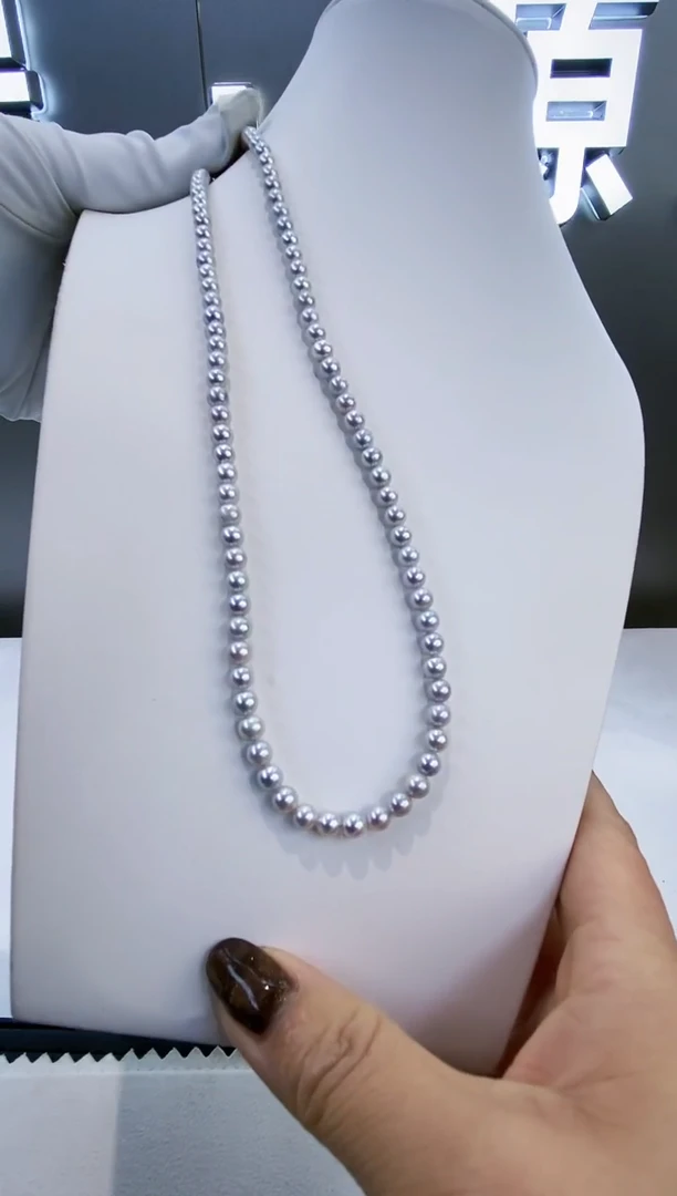 项链银S925镶嵌海水珍珠Y海水项链4-5