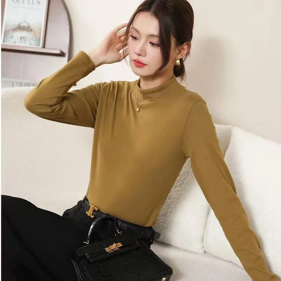 女款长袖纯色打底衫
