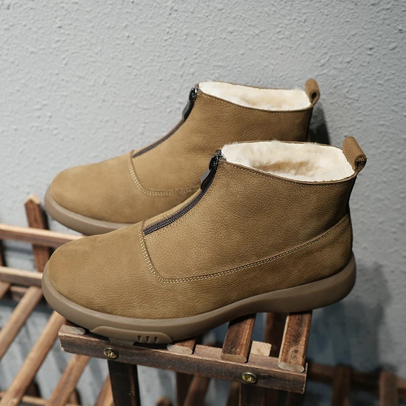 男士羊皮毛一体厚底雪地靴时尚保暖雪地靴英伦防滑户外百搭8185