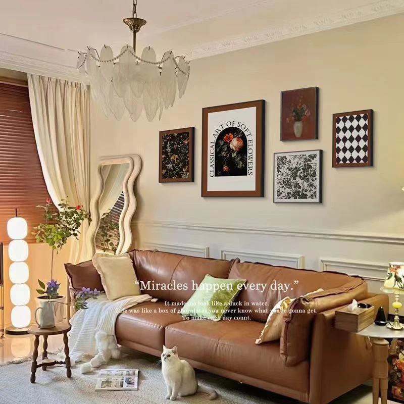 客厅轻奢奶油法式现代风砂岩装饰画沙发背景墙装饰画年轻人肌理画