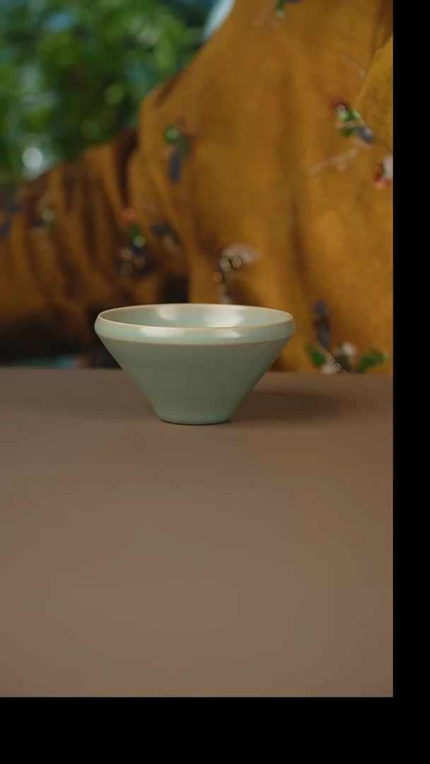 仿古天青折肩斗笠微暇