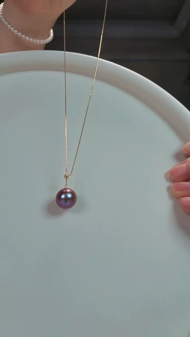 【闪购商品】淡水珍珠颈饰18K金镶嵌爱迪生龙珠吊坠项链