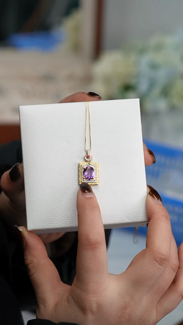 【闪购商品】紫晶项链银S925镶嵌项链