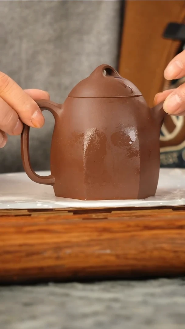 茶壶紫砂老紫泥六方秦权220CC