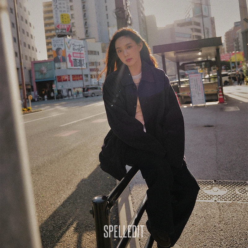 SPELLEDIT2025冬季新品复古灯芯绒外套韩系休闲宽松加厚上衣女