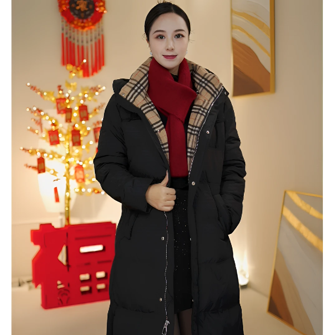 【保暖羽绒服】巴格羊毛内里90白鸭绒秋冬时尚长款-35Y956