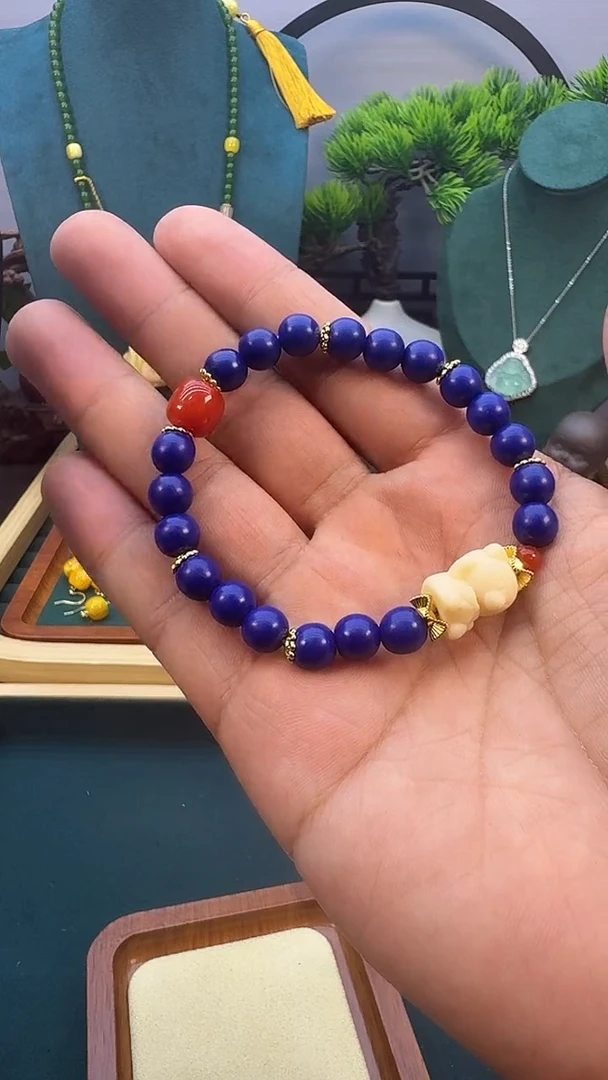 14K金镶嵌青金石手链S63