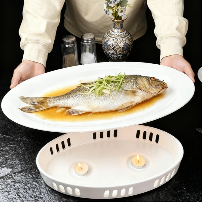 富奇反边中国风简欧中式纯色欧式餐具日式汤盘大盘鱼炉家用商用