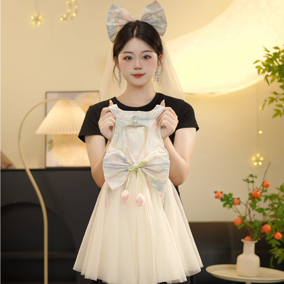 【CN甜纱逸韵】女童2025夏季无袖印花童趣梦幻气质礼服裙连衣裙