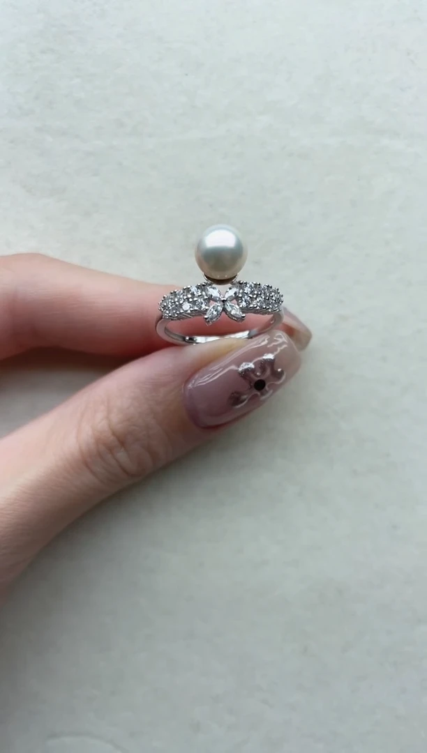 银S925镶嵌淡水珍珠戒指37