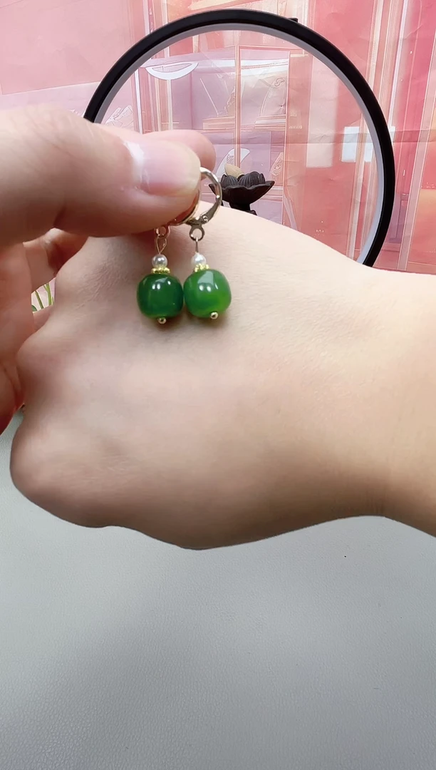 银S925镶嵌耳坠玛瑙/玉髓h311