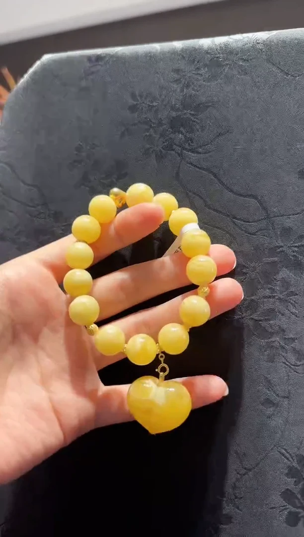 手串蜜蜡18K金镶嵌爱心款