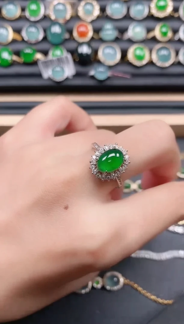 翡翠戒指银S925镶嵌111111