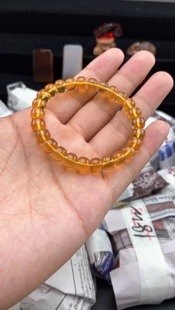 手链琥珀未镶嵌浅金棕老型珠手串【多样性发货其中一】