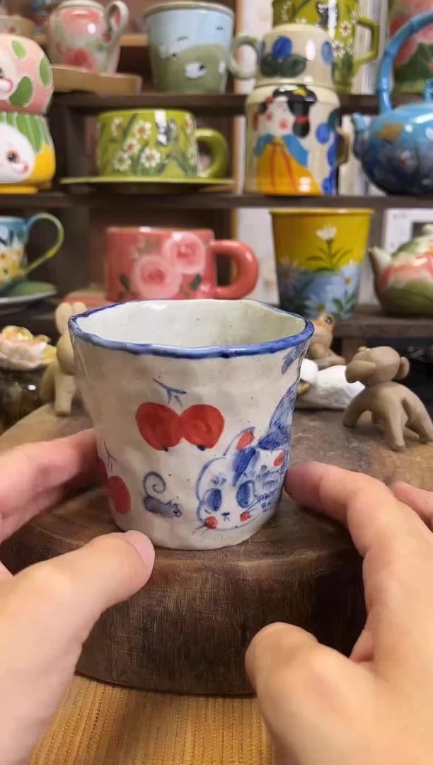 杯子手绘高温釉下陶瓷