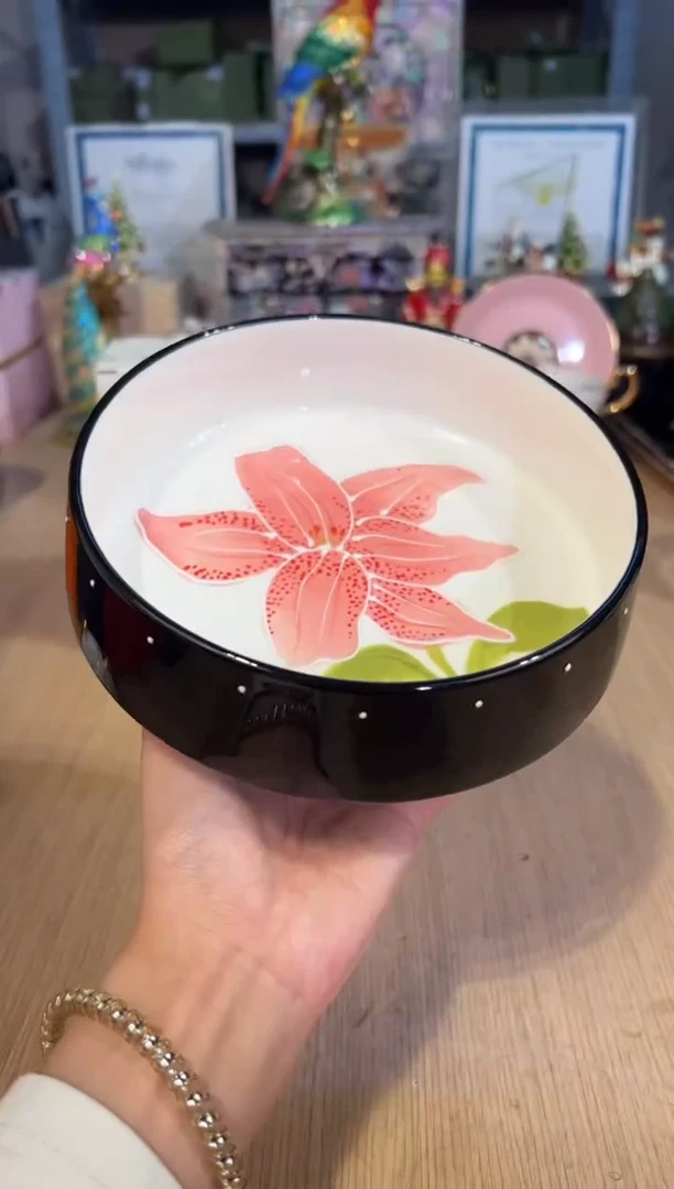 【闪购商品】杯146百合花6寸高脚果盘