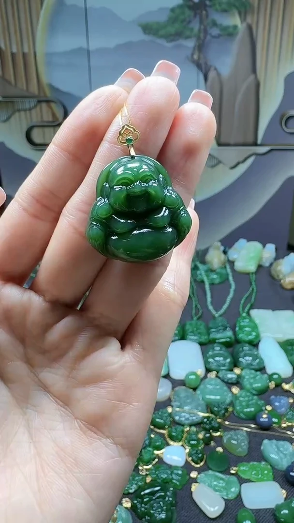 【闪购商品】和田玉挂件18K金镶嵌1