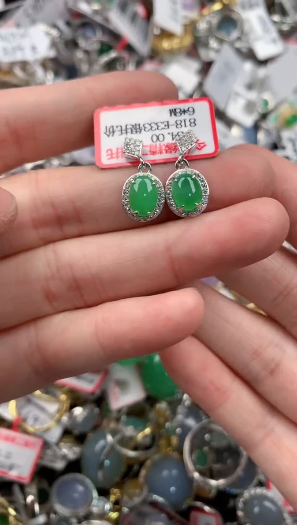 银S925镶嵌戒指翡翠555----5