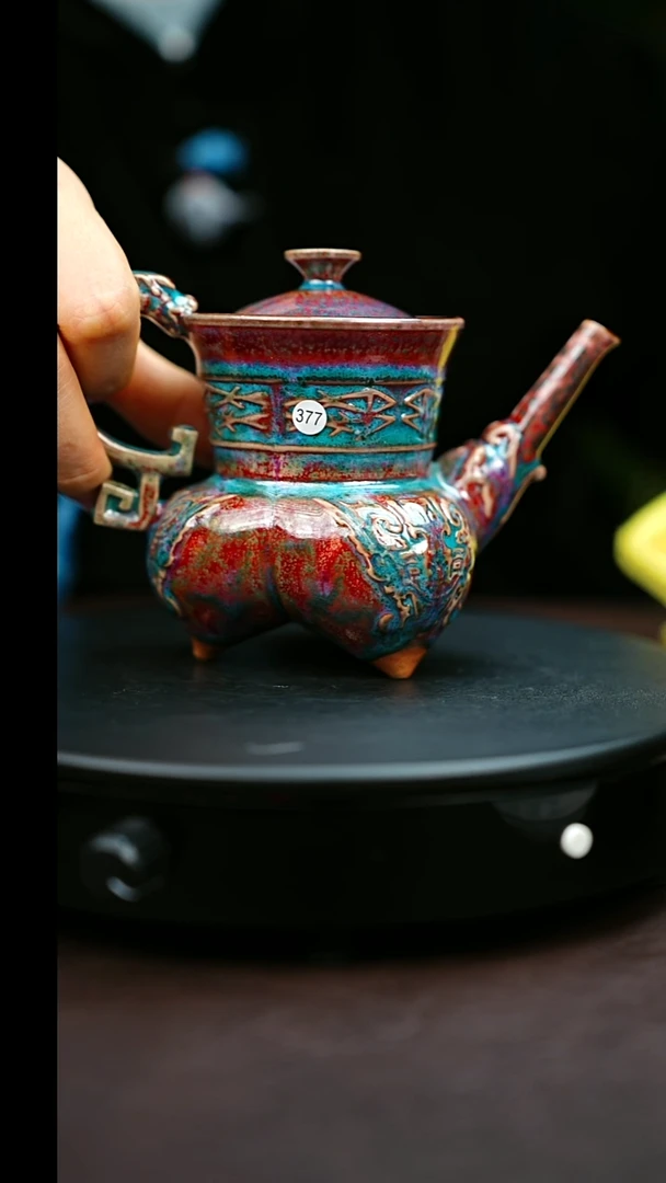 377#原矿钧瓷炉钧釉仰韶仰头壶