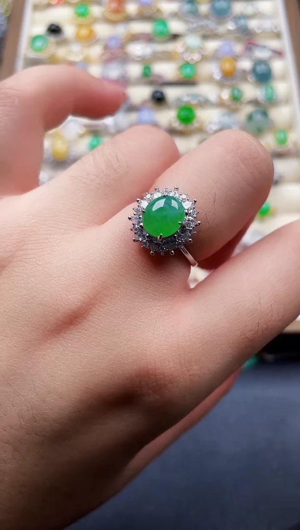 银S925镶嵌戒指翡翠79