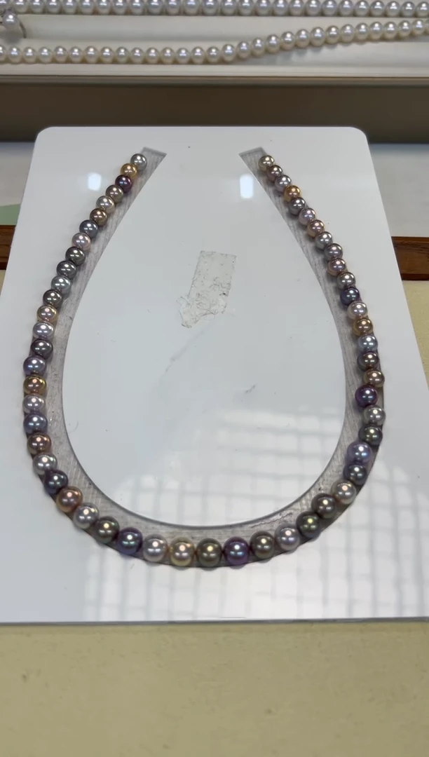 颈饰银S925镶嵌淡水珍珠7.5-8MM无核连扣45