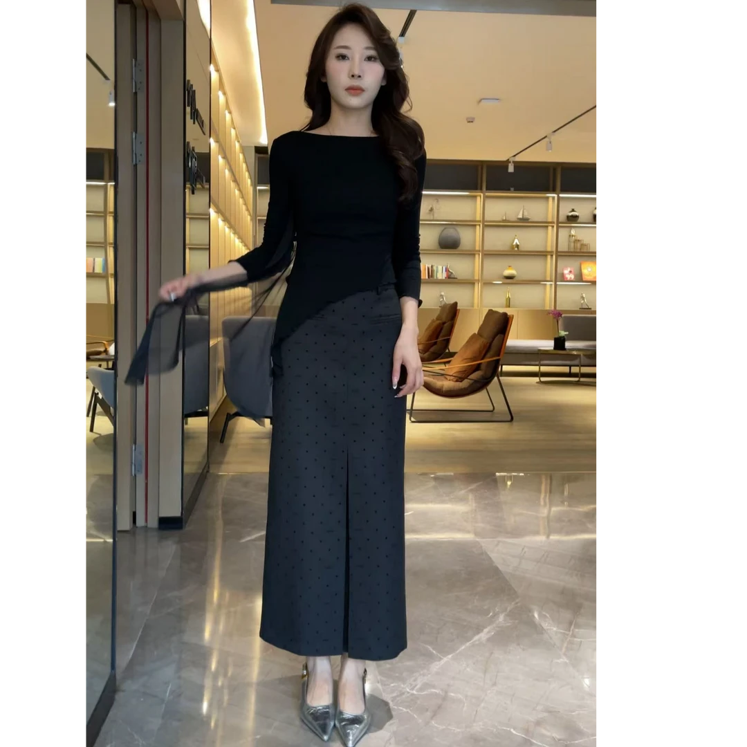 波点新款百搭休闲半身裙女显瘦-25167