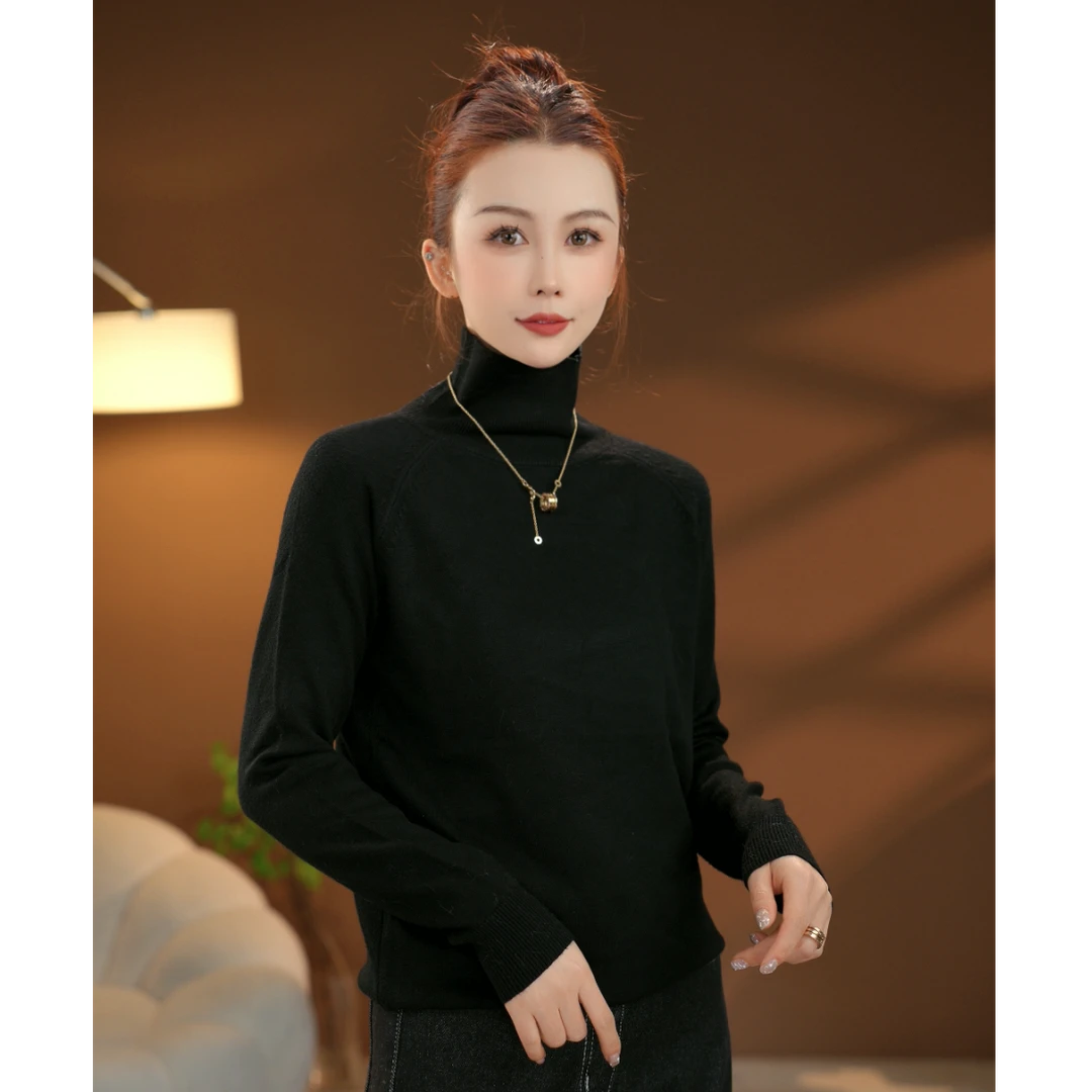 百搭修身长袖打底衫2024秋冬季韩版半高领针织衫上衣