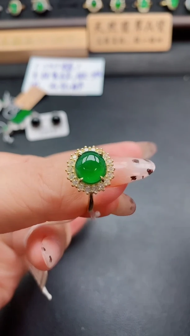 银S925镶嵌戒指翡翠1
